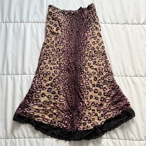 A & K designs animal print lace midi skirt